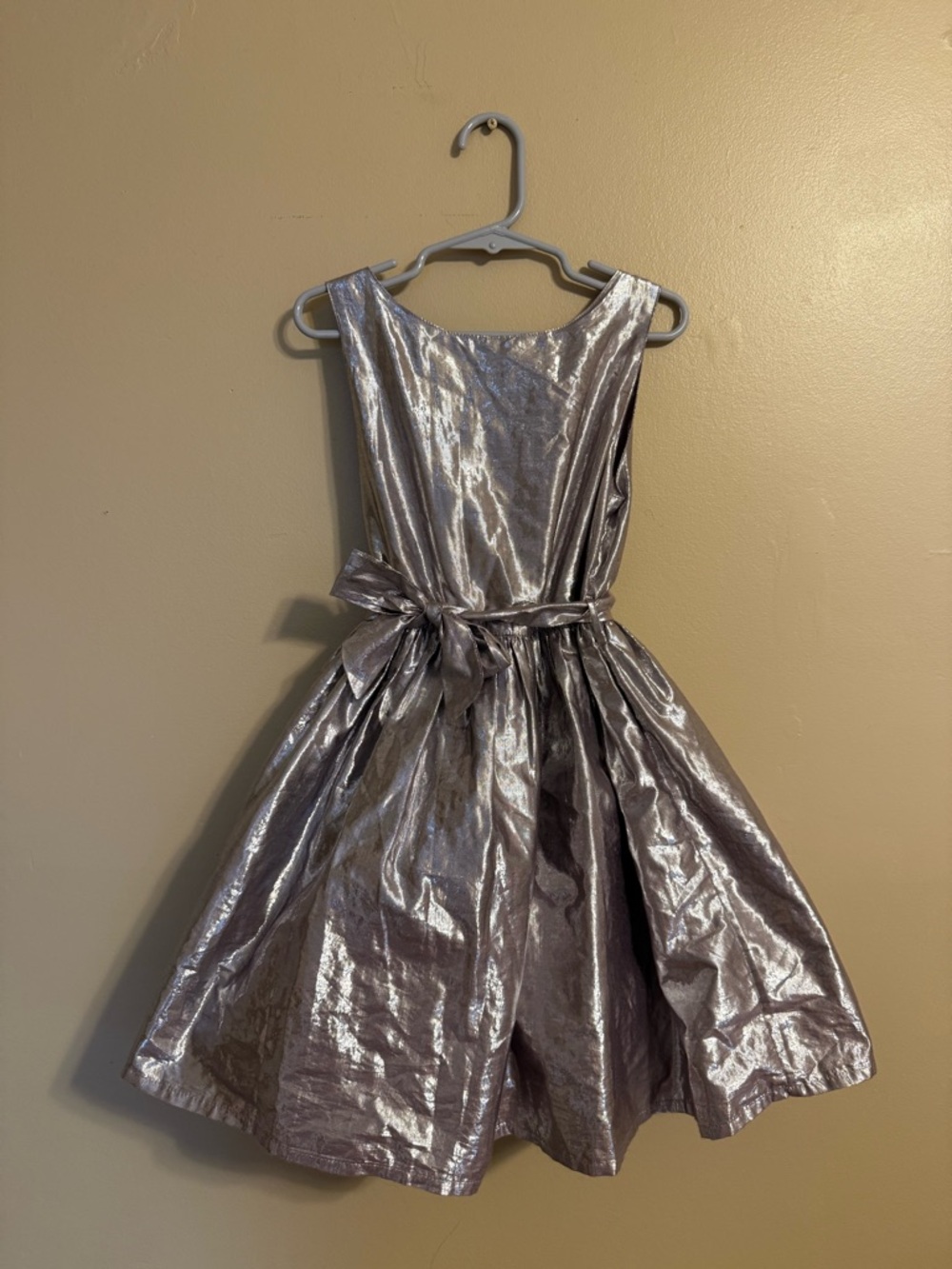 Mini Boden Girls Metallic Silver/Purple Tulle Dress with Bow Waist